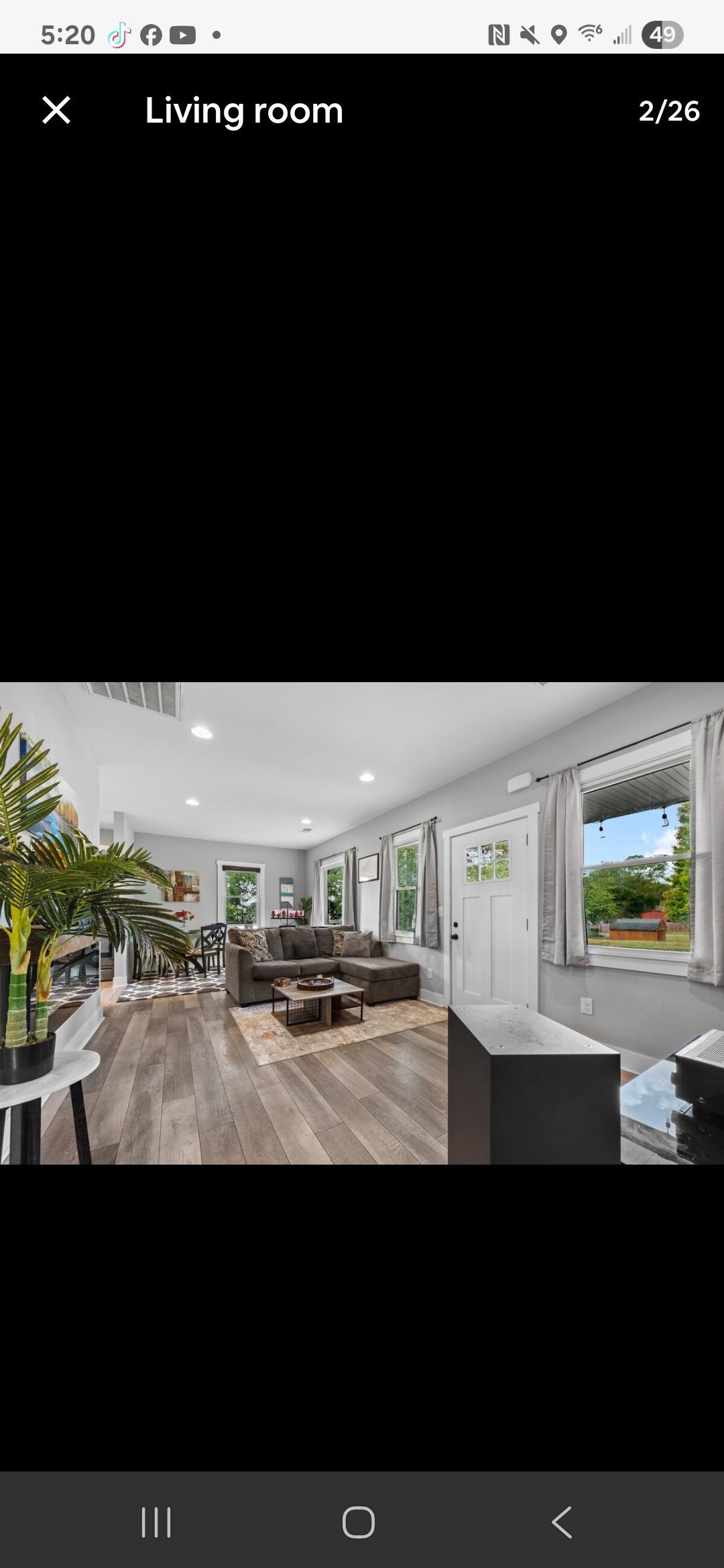 Modern living room with fireplace